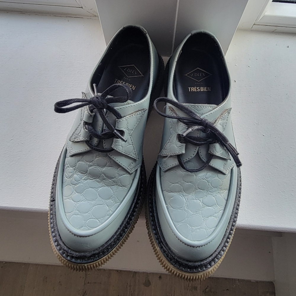 Light Blue Leather Adieu x Tres Bien Derby Shoes